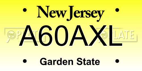 A60AXL New Jersey License Plate