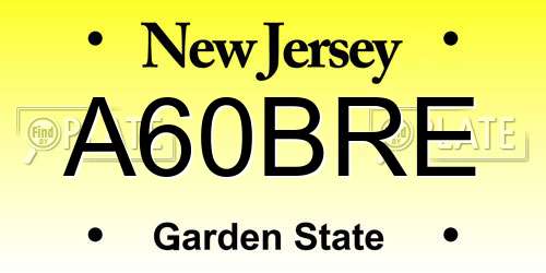 A60BRE New Jersey License Plate