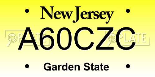A60CZC New Jersey License Plate
