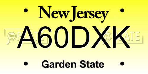 A60DXK New Jersey License Plate