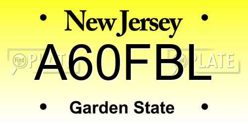 A60FBL New Jersey License Plate