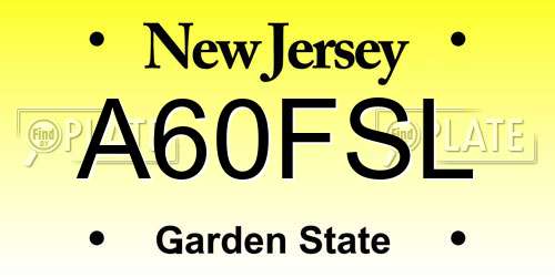 A60FSL New Jersey License Plate
