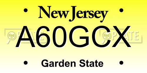A60GCX New Jersey License Plate