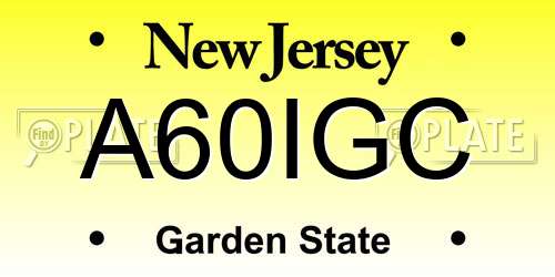 A60IGC New Jersey License Plate