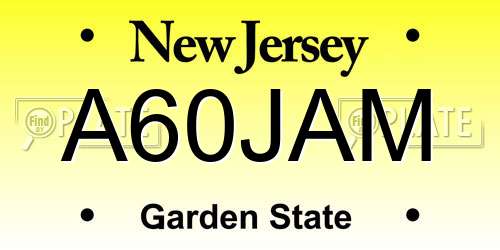 A60JAM New Jersey License Plate