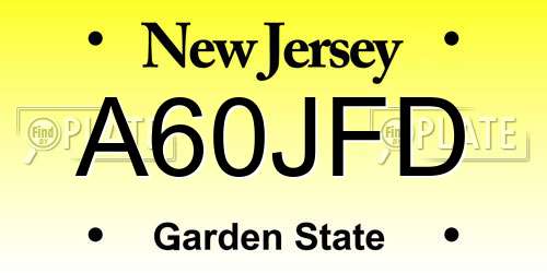 A60JFD New Jersey License Plate
