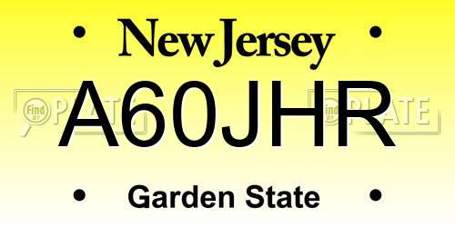 A60JHR New Jersey License Plate
