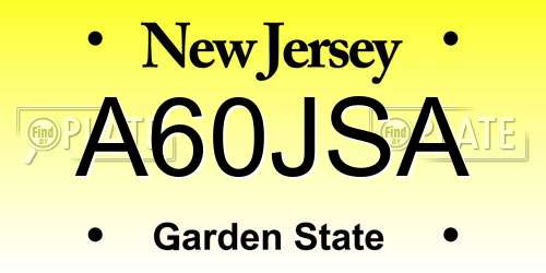 A60JSA New Jersey License Plate