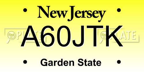 A60JTK New Jersey License Plate
