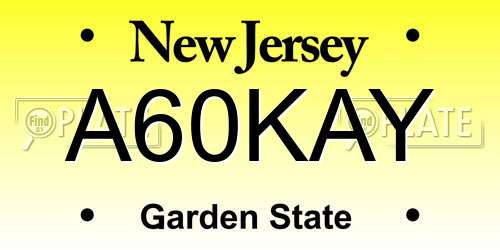 A60KAY New Jersey License Plate