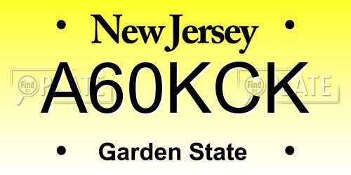 A60KCK New Jersey License Plate