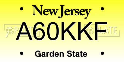 A60KKF New Jersey License Plate