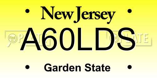 A60LDS New Jersey License Plate
