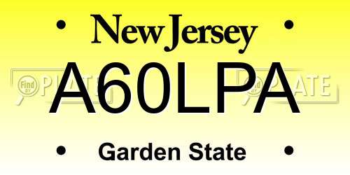 A60LPA New Jersey License Plate