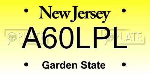 A60LPL New Jersey License Plate
