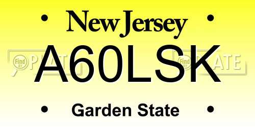 A60LSK New Jersey License Plate