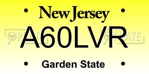 A60LVR New Jersey License Plate