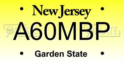 A60MBP New Jersey License Plate
