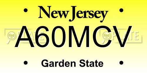 A60MCV New Jersey License Plate
