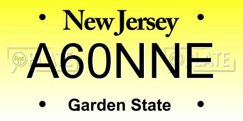 A60NNE New Jersey License Plate