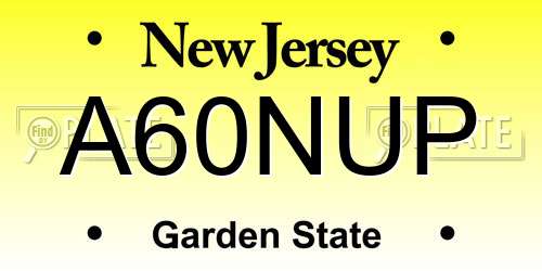 A60NUP New Jersey License Plate