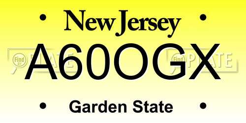 A60OGX New Jersey License Plate