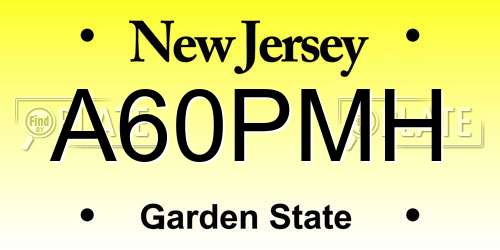 A60PMH New Jersey License Plate
