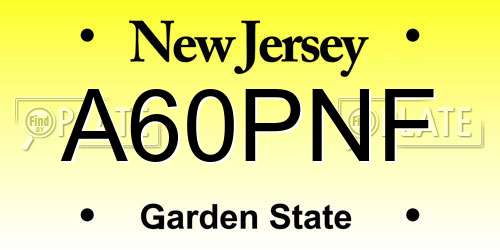 A60PNF New Jersey License Plate