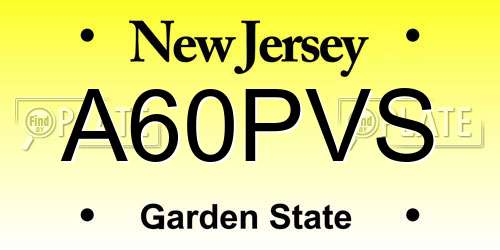 A60PVS New Jersey License Plate