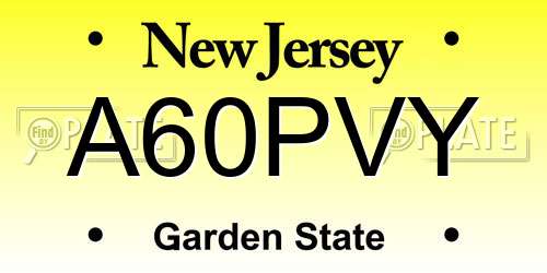 A60PVY New Jersey License Plate