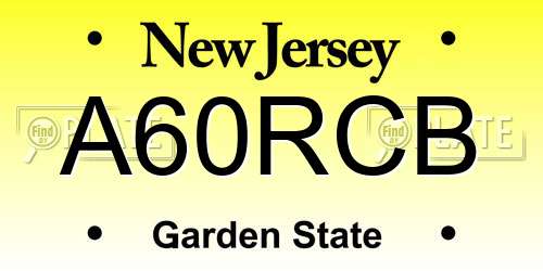 A60RCB New Jersey License Plate