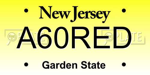 A60RED New Jersey License Plate