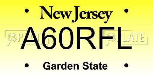 A60RFL New Jersey License Plate