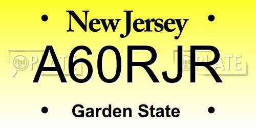 A60RJR New Jersey License Plate
