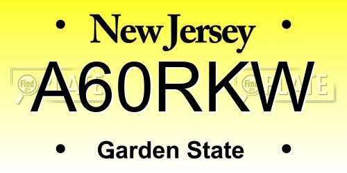 A60RKW New Jersey License Plate