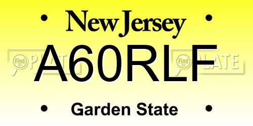 A60RLF New Jersey License Plate