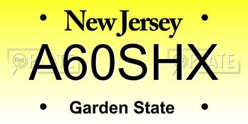 A60SHX New Jersey License Plate