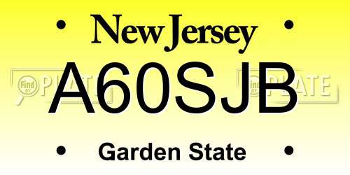 A60SJB New Jersey License Plate