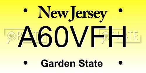 A60VFH New Jersey License Plate