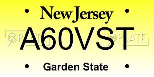 A60VST New Jersey License Plate