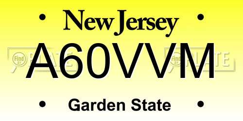 A60VVM New Jersey License Plate