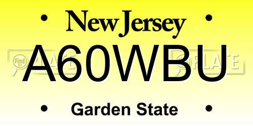 A60WBU New Jersey License Plate