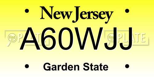 A60WJJ New Jersey License Plate