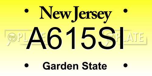 A615SI New Jersey License Plate