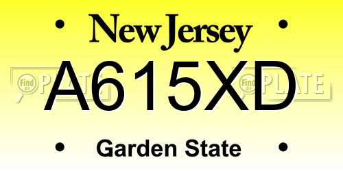 A615XD New Jersey License Plate