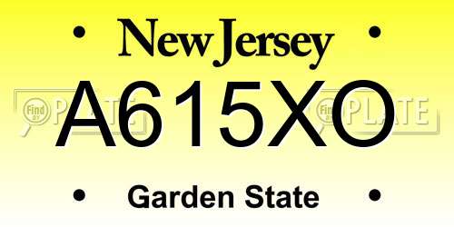 A615XO New Jersey License Plate