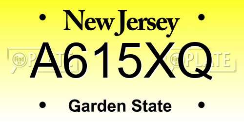 A615XQ New Jersey License Plate