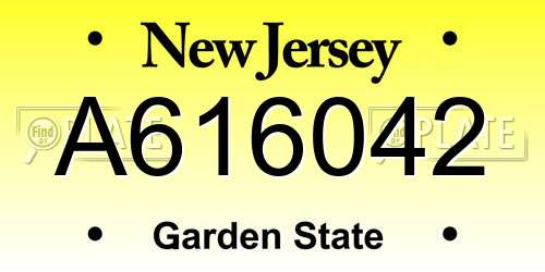 A616042 New Jersey License Plate