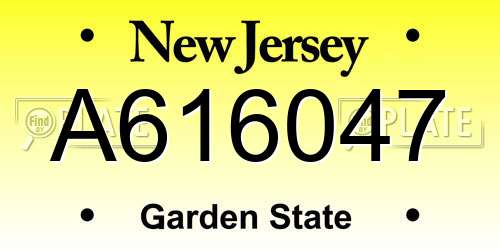A616047 New Jersey License Plate