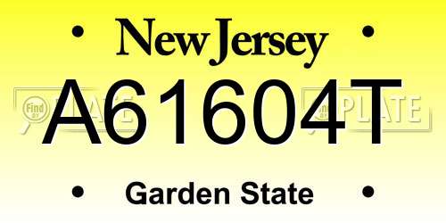 A61604T New Jersey License Plate